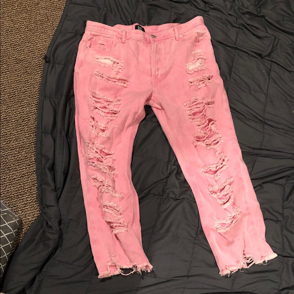 Distressed Pink Women Jeans